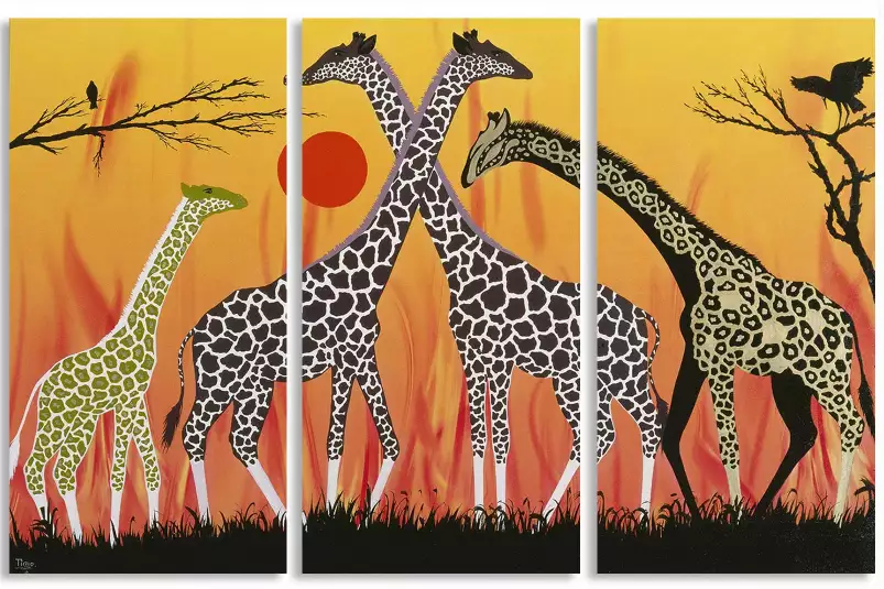 La famille girafe de Kodjo Honkou - tableau celebre