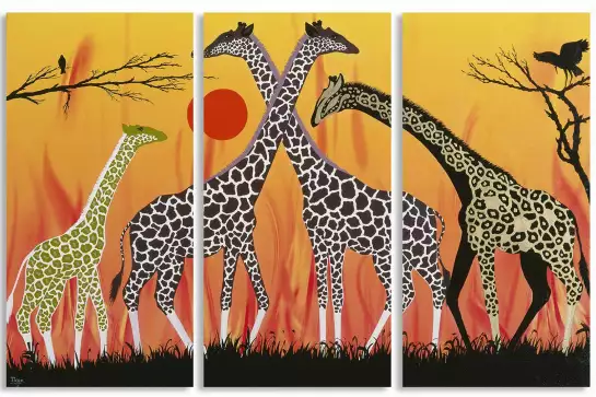 La famille girafe de Kodjo Honkou - tableau celebre