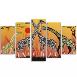 La famille girafe de Kodjo Honkou - tableau celebre