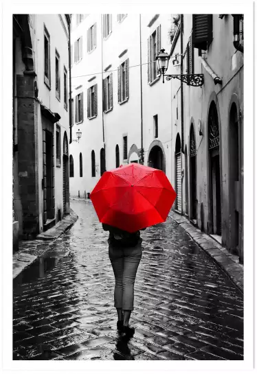 La femme au parapluie rouge - affiche architecture