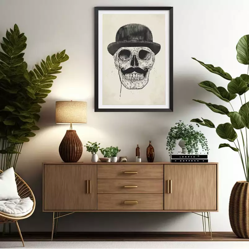 Skull moustache - tableau art contemporain