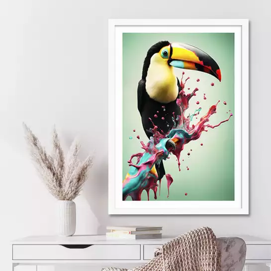 Toucan bleu - affiche oiseaux