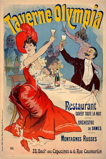 Olympia Restaurant par Jules Cheret - affiche de tableau celebre