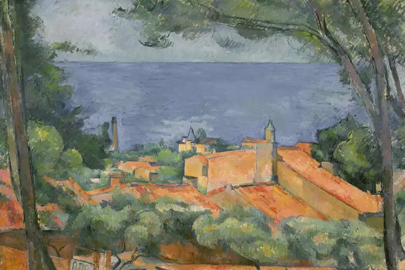 Les toits rouges à l'Estaque de Paul Cezanne - reproduction tableau