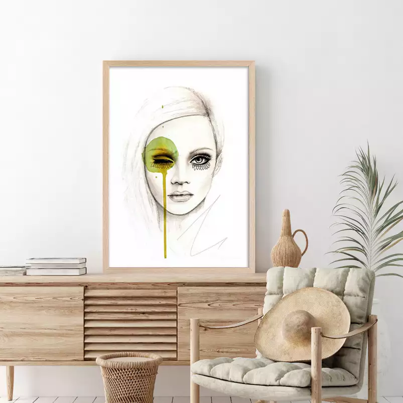 Portrait de femme vert - poster romantique