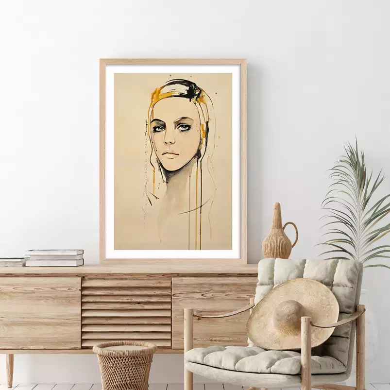 Portrait de femme jaune - poster romantique