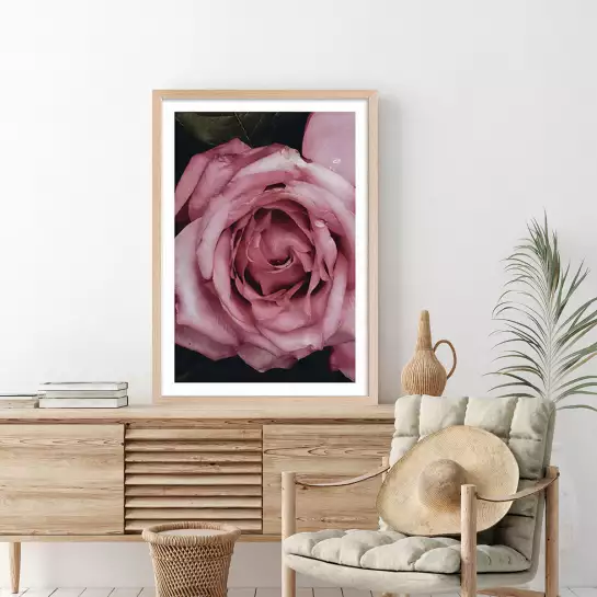 Portrait de femme Cœur - tableau fleur rose