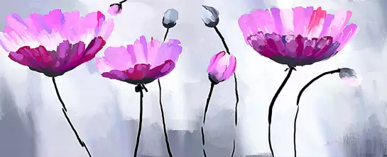 Peinture fleur bleue - tableau de fleurs en peinture