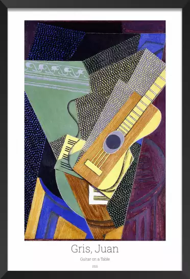 Guitare sur une table par Juan Gris - tableau celebre