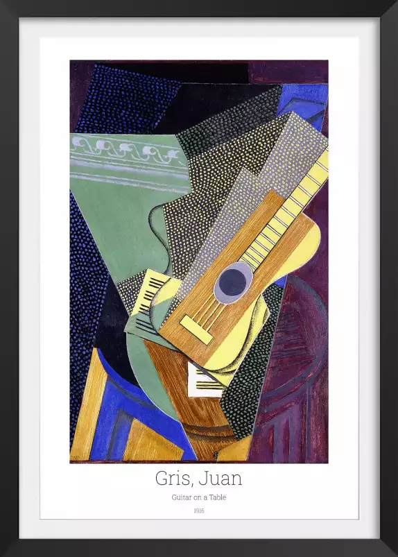 Guitare sur une table par Juan Gris - tableau celebre