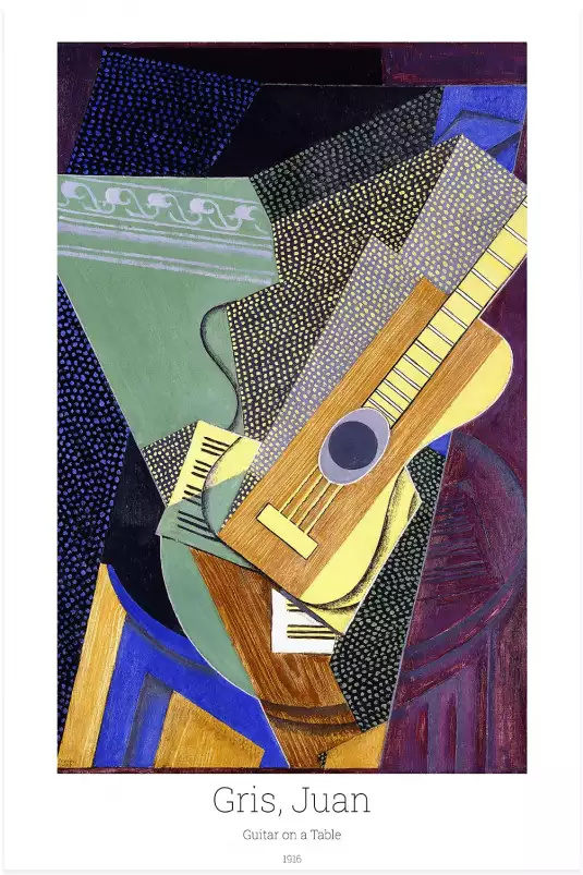 Guitare sur une table par Juan Gris - tableau celebre