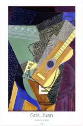 Guitare sur une table par Juan Gris - tableau celebre