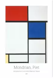 Composition rouge bleue jaune par Piet Mondrian - affiche de tableau celebre