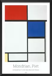 Composition rouge bleue jaune par Piet Mondrian - affiche de tableau celebre