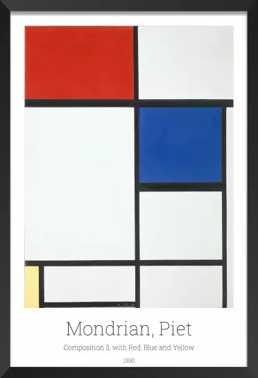Composition rouge bleue jaune par Piet Mondrian - affiche de tableau celebre