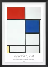 Composition rouge bleue jaune par Piet Mondrian - affiche de tableau celebre