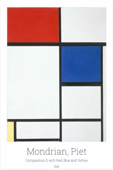 Composition rouge bleue jaune par Piet Mondrian - affiche de tableau celebre
