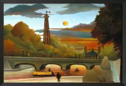 La Seine et la Tour Eiffel au soleil du soir - tableau celebre