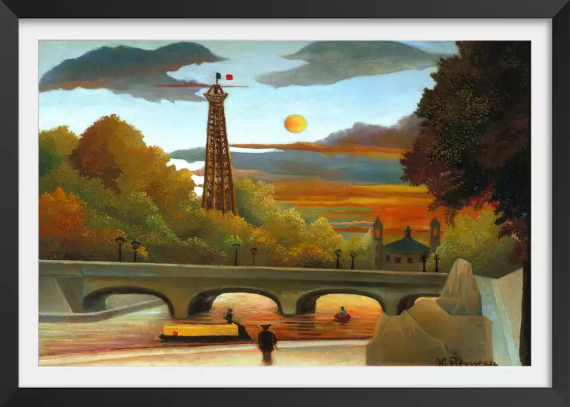 La Seine et la Tour Eiffel au soleil du soir - tableau celebre