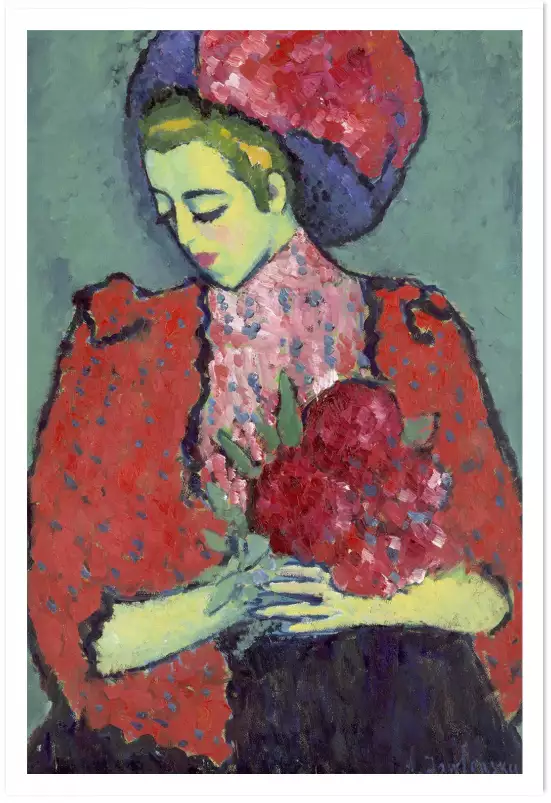 La fille aux fleurs par Alexej von Jawlensky - tableau celebre