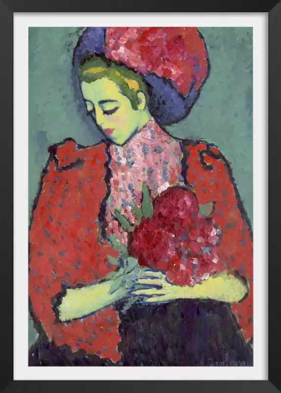 La fille aux fleurs par Alexej von Jawlensky - tableau celebre