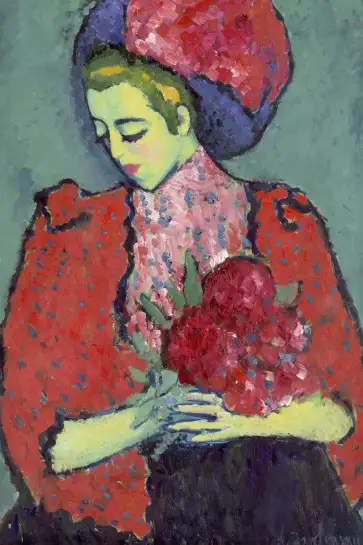 La fille aux fleurs par Alexej von Jawlensky - tableau celebre
