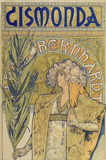 Sarah Bernhardt par Alphonse Mucha - cadre contemporain