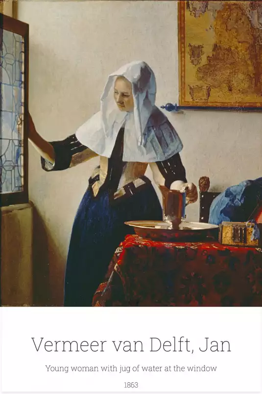 Jeune femme à la fenêtre par Jan Vermeer van Delft - tableau celebre