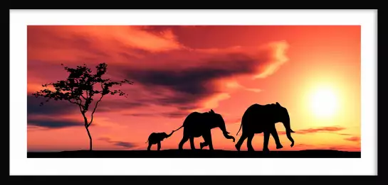 Petite famille éléphant - peinture afrique