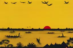 Coucher du soleil au Lac Togoville - tableau celebre