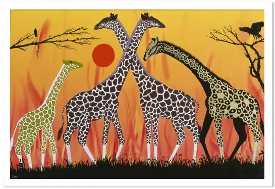 La famille girafe de Kodjo Honkou - tableau celebre