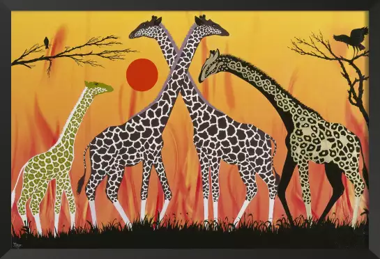 La famille girafe de Kodjo Honkou - tableau celebre