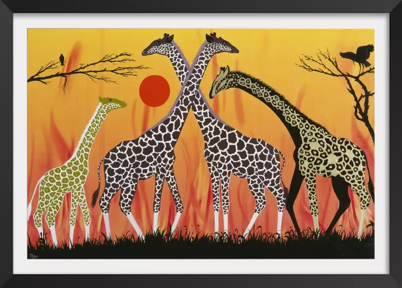 La famille girafe de Kodjo Honkou - tableau celebre