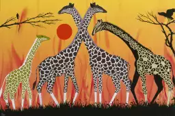 La famille girafe de Kodjo Honkou - tableau celebre