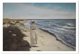 Dame à la plage en Nouvelle-Zélande - tableau celebre