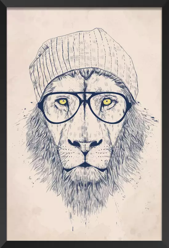 Hipster lion - tableau animaux habillés