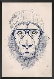 Hipster lion - tableau animaux habillés