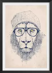Hipster lion - tableau animaux habillés
