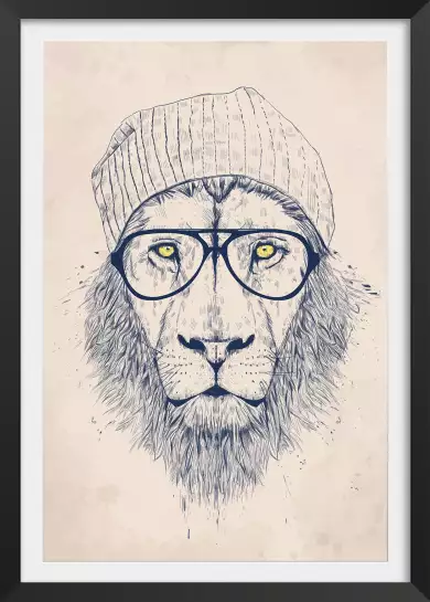Hipster lion - tableau animaux habillés