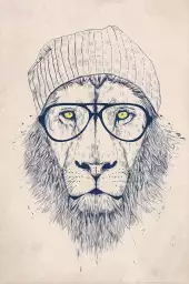 Hipster lion - tableau animaux habillés