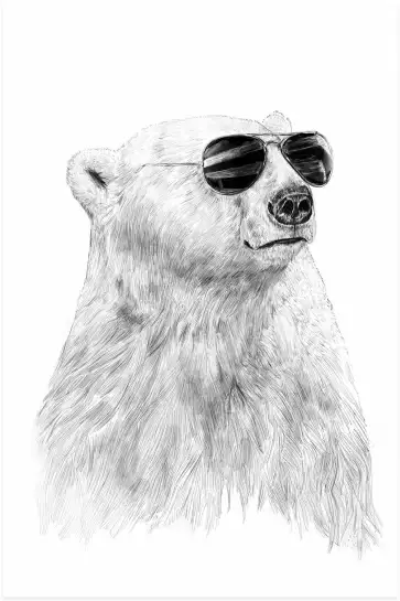 Ours polaire et lunette - tableau animaux habillés