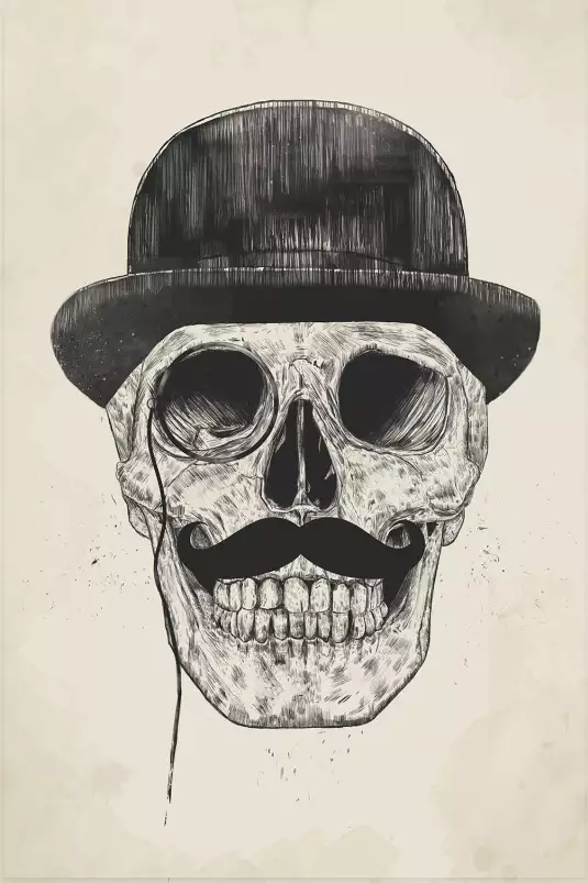 Skull moustache - tableau art contemporain