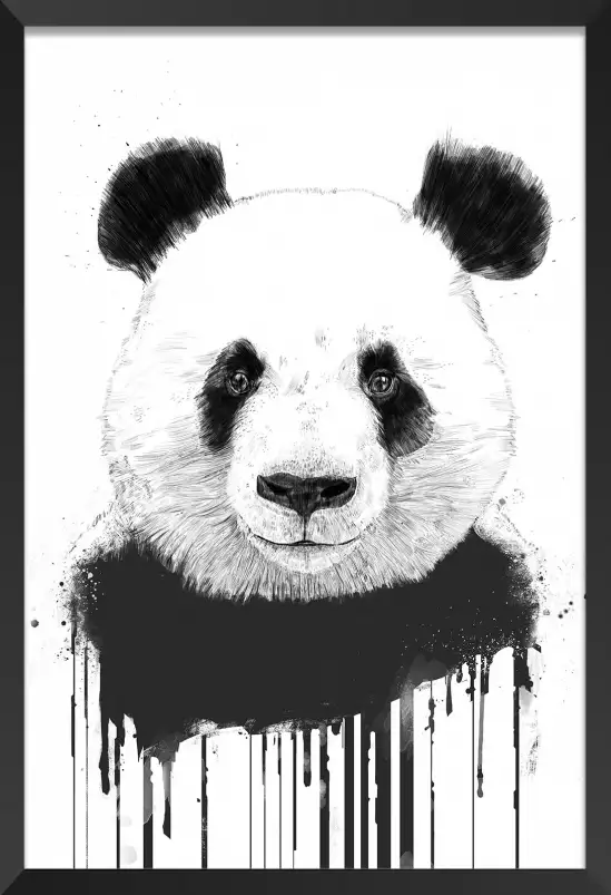 Panda flux - tableau animaux noir et blanc