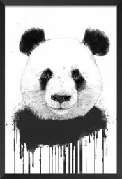 Panda flux - tableau animaux noir et blanc