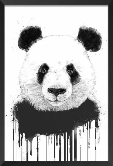 Panda flux - tableau animaux noir et blanc