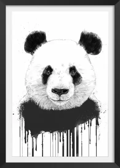 Panda flux - tableau animaux noir et blanc