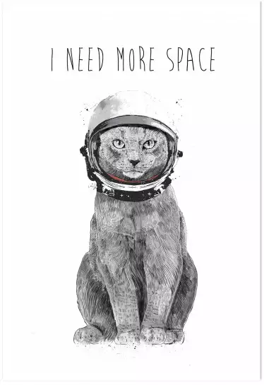 Space Kat - tableau animaux noir et blanc
