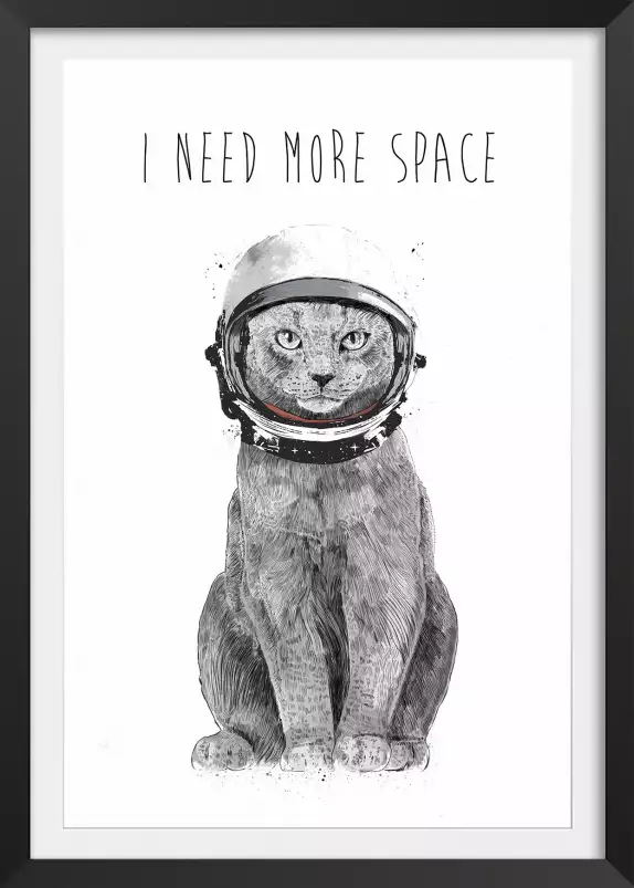 Space Kat - tableau animaux noir et blanc