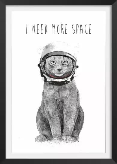 Space Kat - tableau animaux noir et blanc