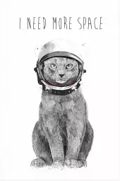 Space Kat - tableau animaux noir et blanc